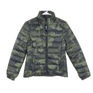 GUESS Womens XS Extra Small Aden Logo Puffer Camouflage Camo Jacket Coat